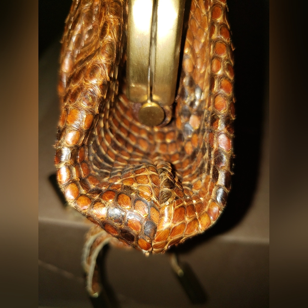 Super Rare Flawless. Donna Karan burnt orange python snakeskin mini bag - Picture 13 of 16